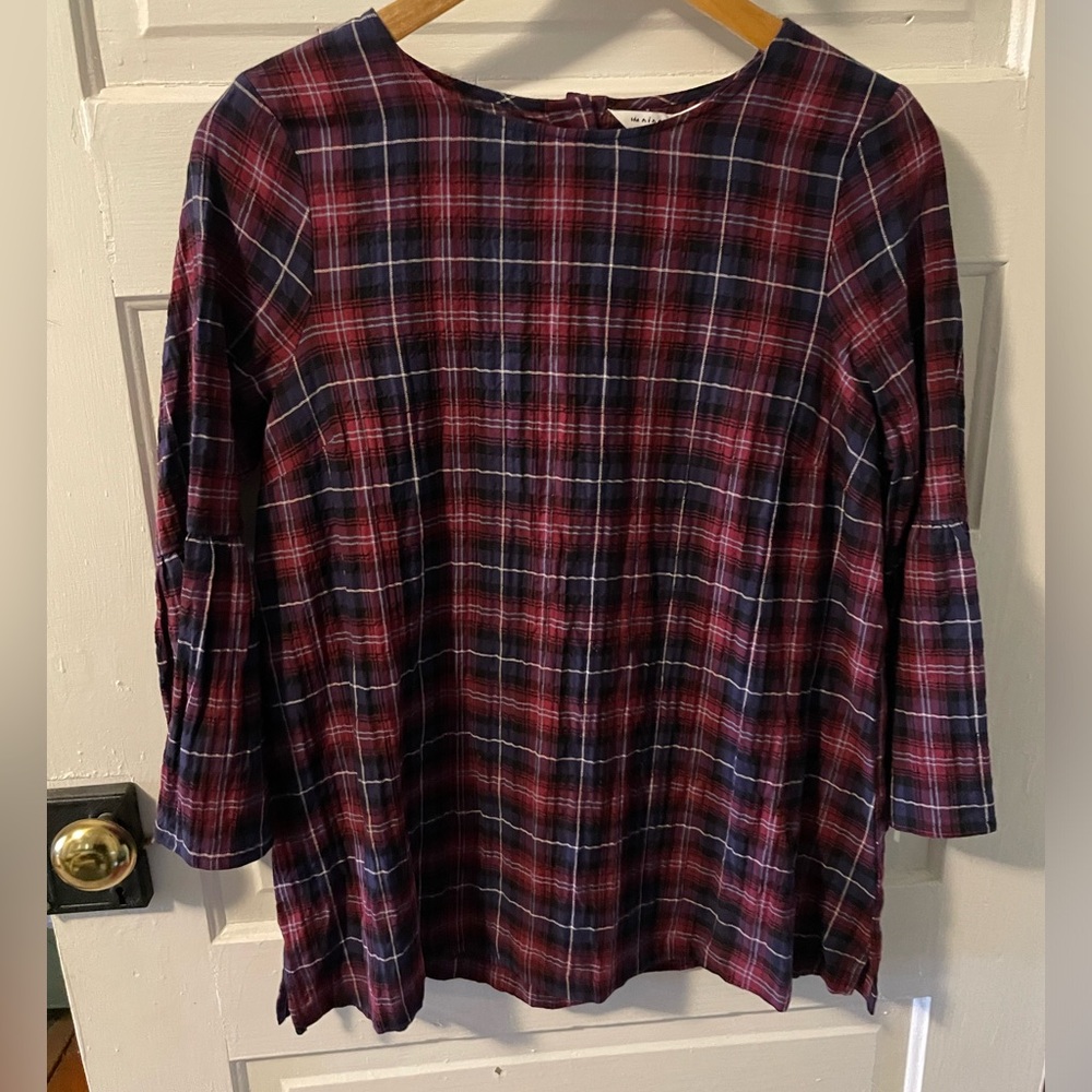 The Nines by HATCH Plaid Blouse - Red and Blue